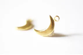 Matte Wholesale Vermeil Gold Crescent Moon - Small gold crescent moon, 18k gold plated over sterling silver moon, Gold Half moon charms, 25