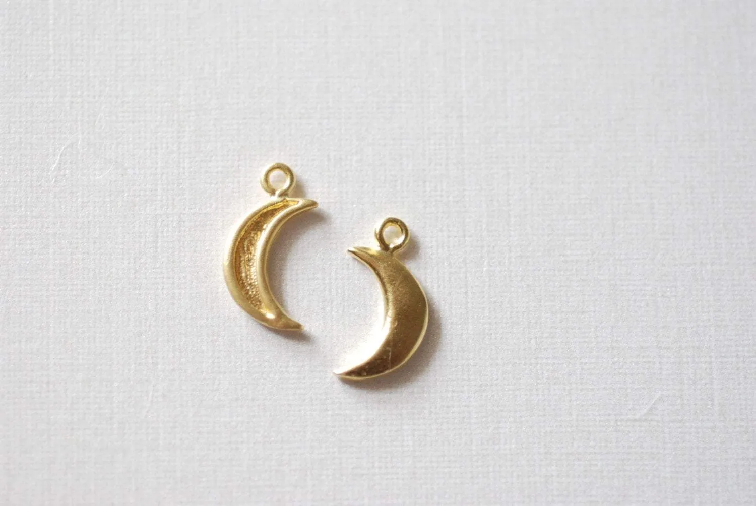 Matte Wholesale Vermeil Gold Crescent Moon - Small gold crescent moon, 18k gold plated over sterling silver moon, Gold Half moon charms, 25