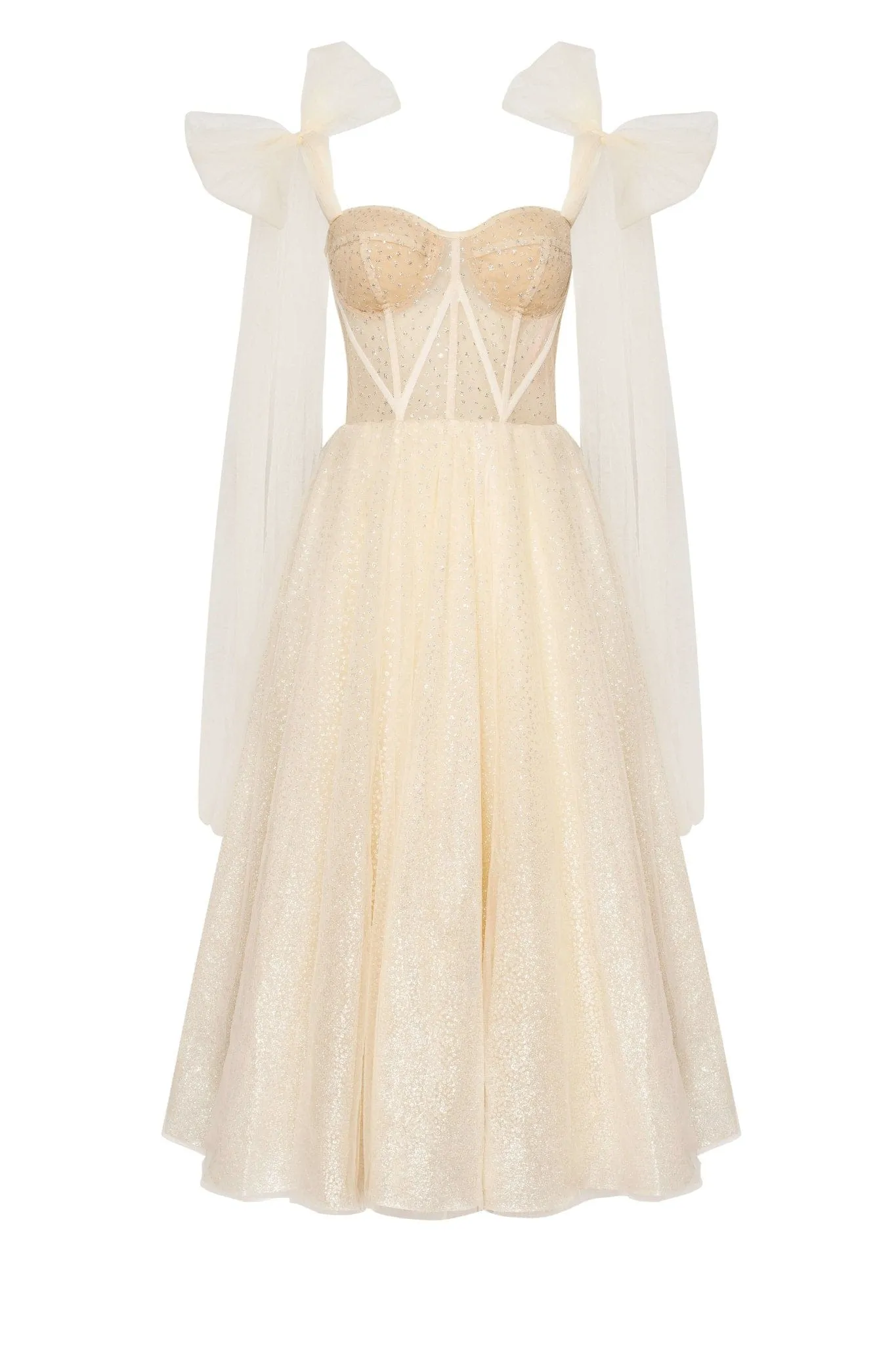 Melon Sparkly midi tulle dress