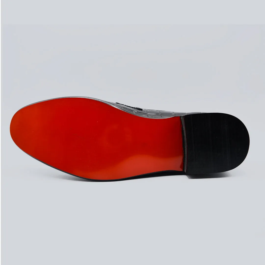 Men Black Imported PU Leather Shoes