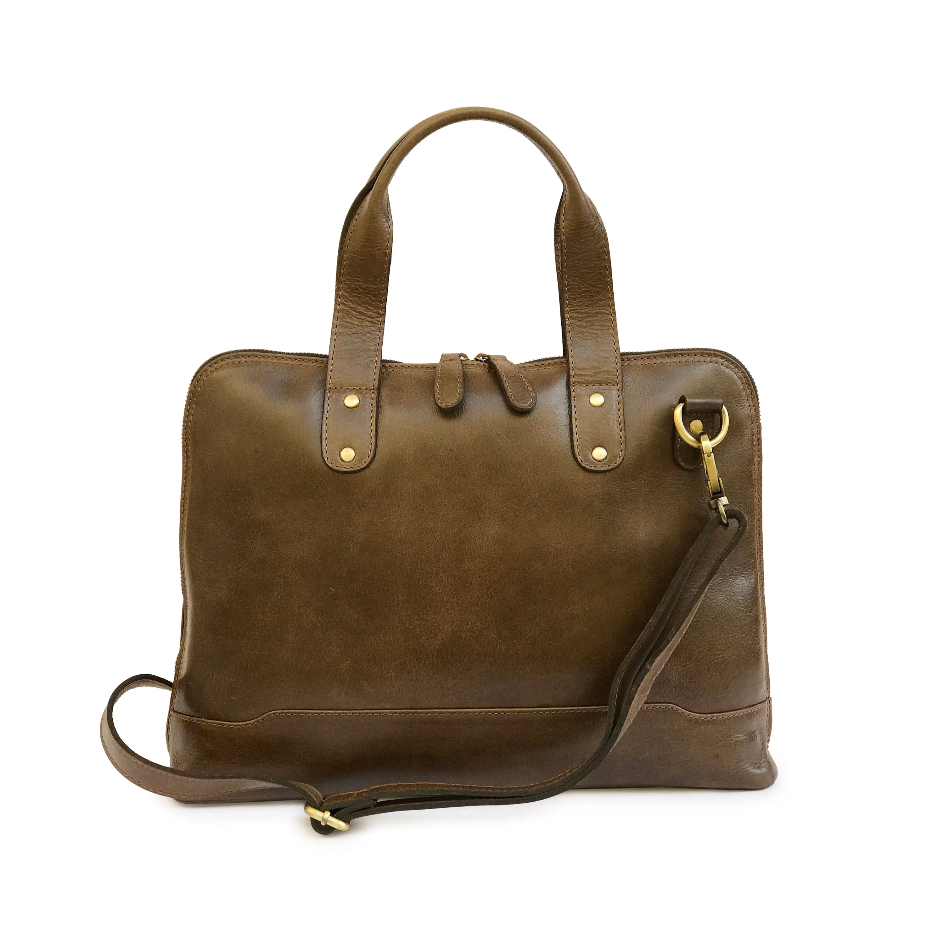 Modern Brazilian Leather Laptop Bag - Brown