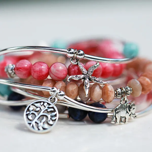 New Hampshire | Bangle Charm Bracelet | Howlite-Calmness