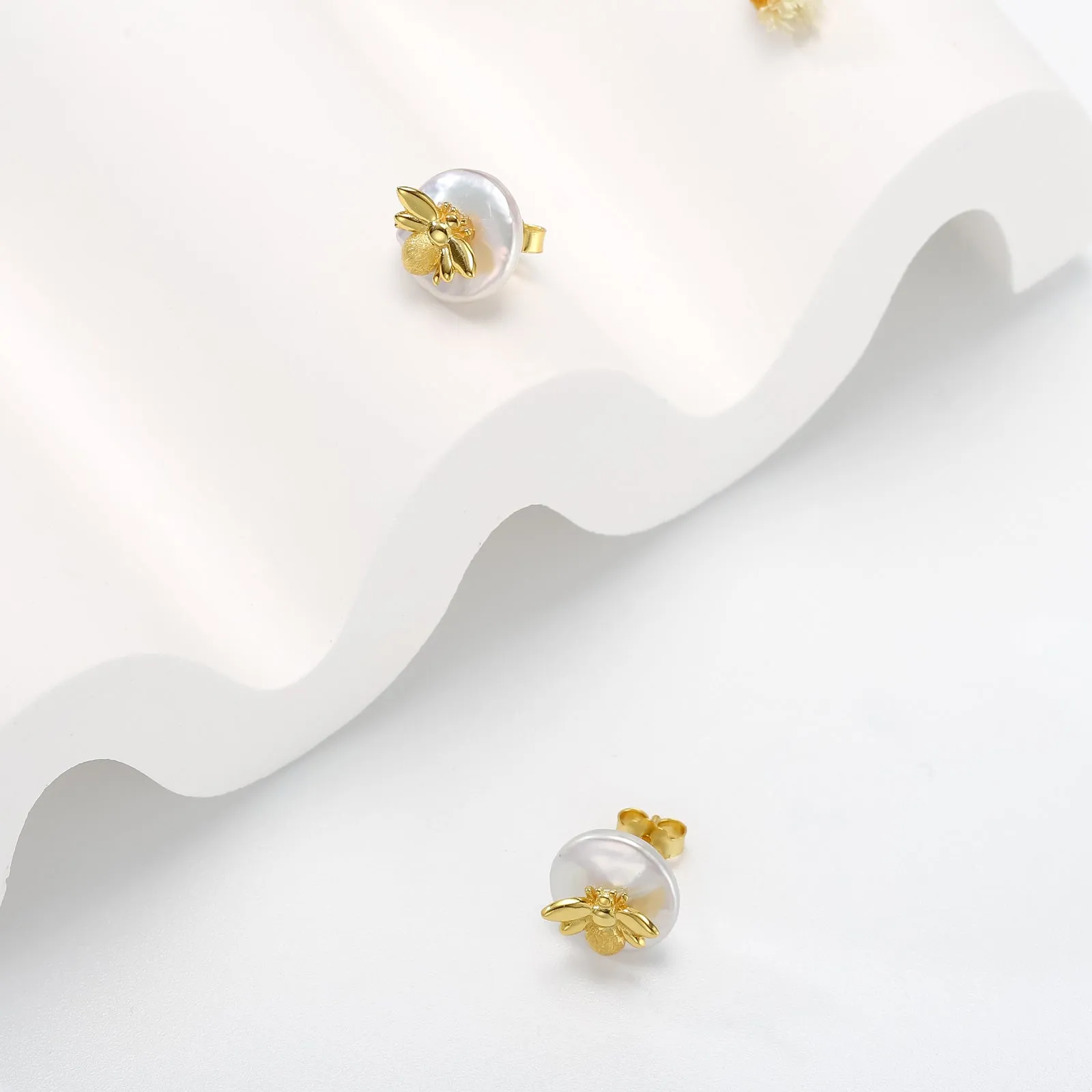 Pearl Bee Stud Earrings