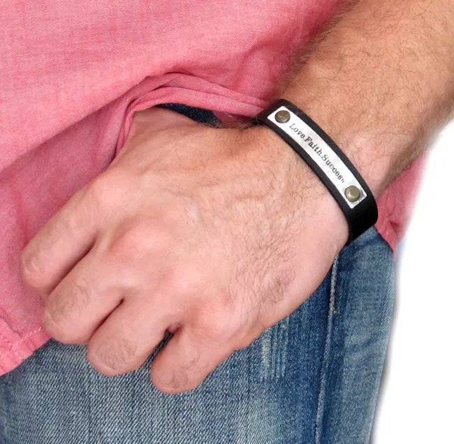 Personalized Leather ID Wristband