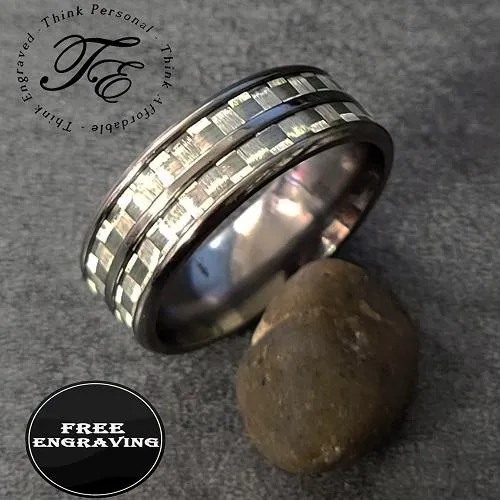 Personalized Men's Titanium Promise Ring - Double Carbon Fiber Inalys