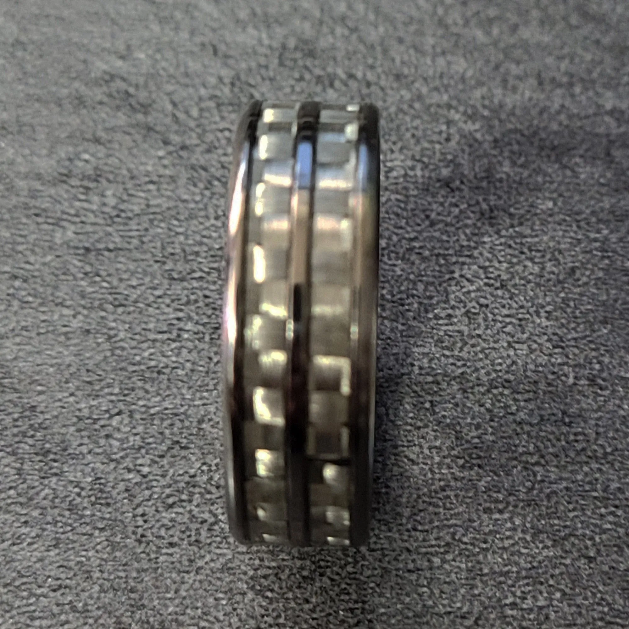 Personalized Men's Titanium Promise Ring - Double Carbon Fiber Inalys