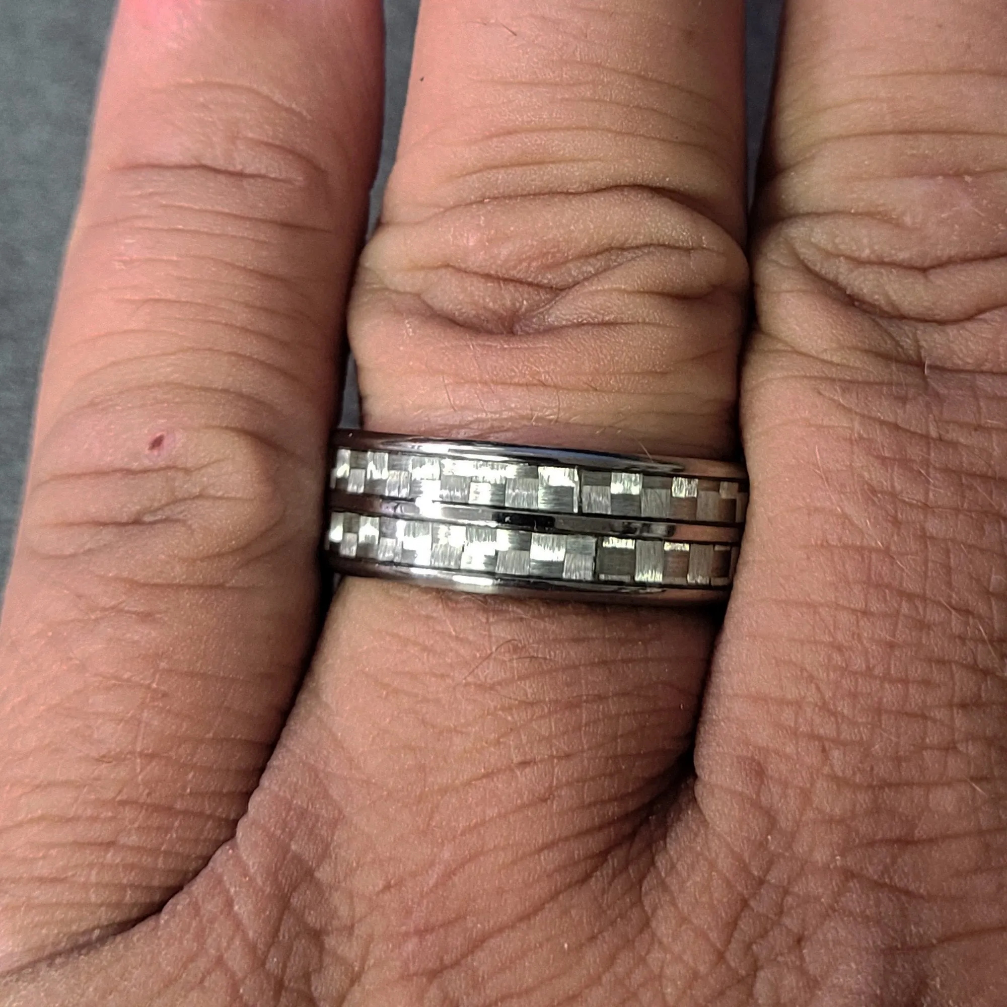 Personalized Men's Titanium Promise Ring - Double Carbon Fiber Inalys