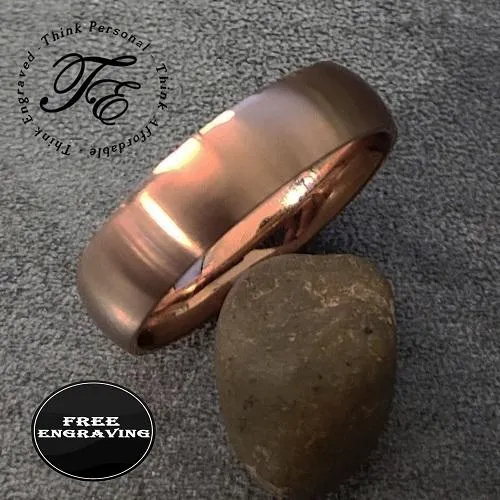 Personalized Women's Promise Ring - Matte Rose Gold Coated Stainless Steel