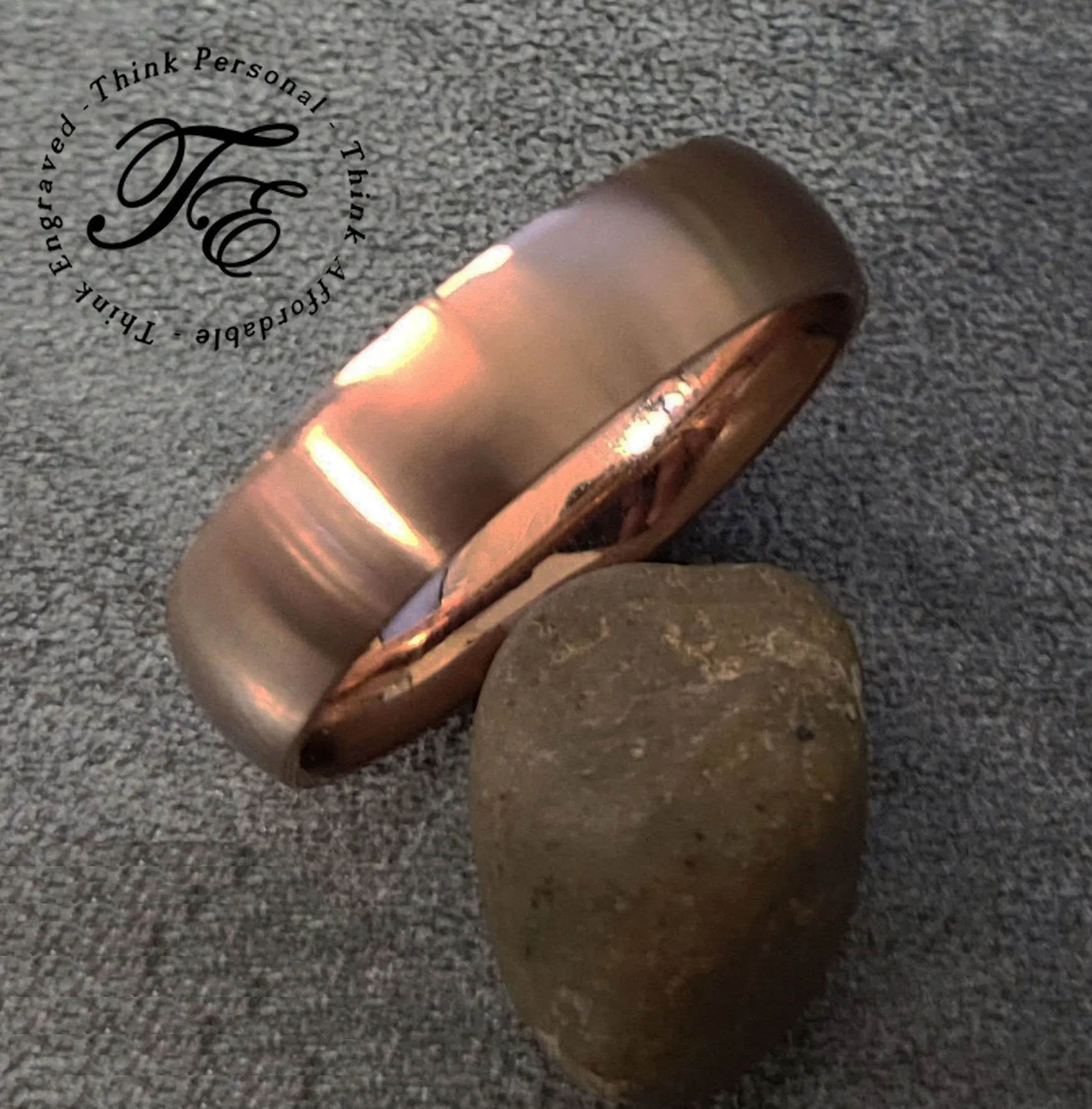 Personalized Women's Promise Ring - Matte Rose Gold Coated Stainless Steel