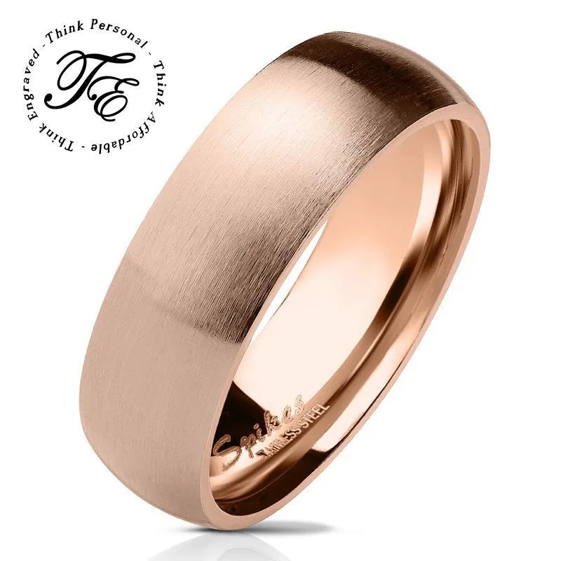 Personalized Women's Promise Ring - Matte Rose Gold Coated Stainless Steel