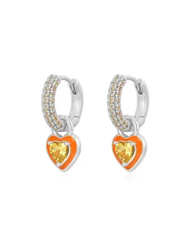 Puffy Heart Huggies- Neon Orange- Silver