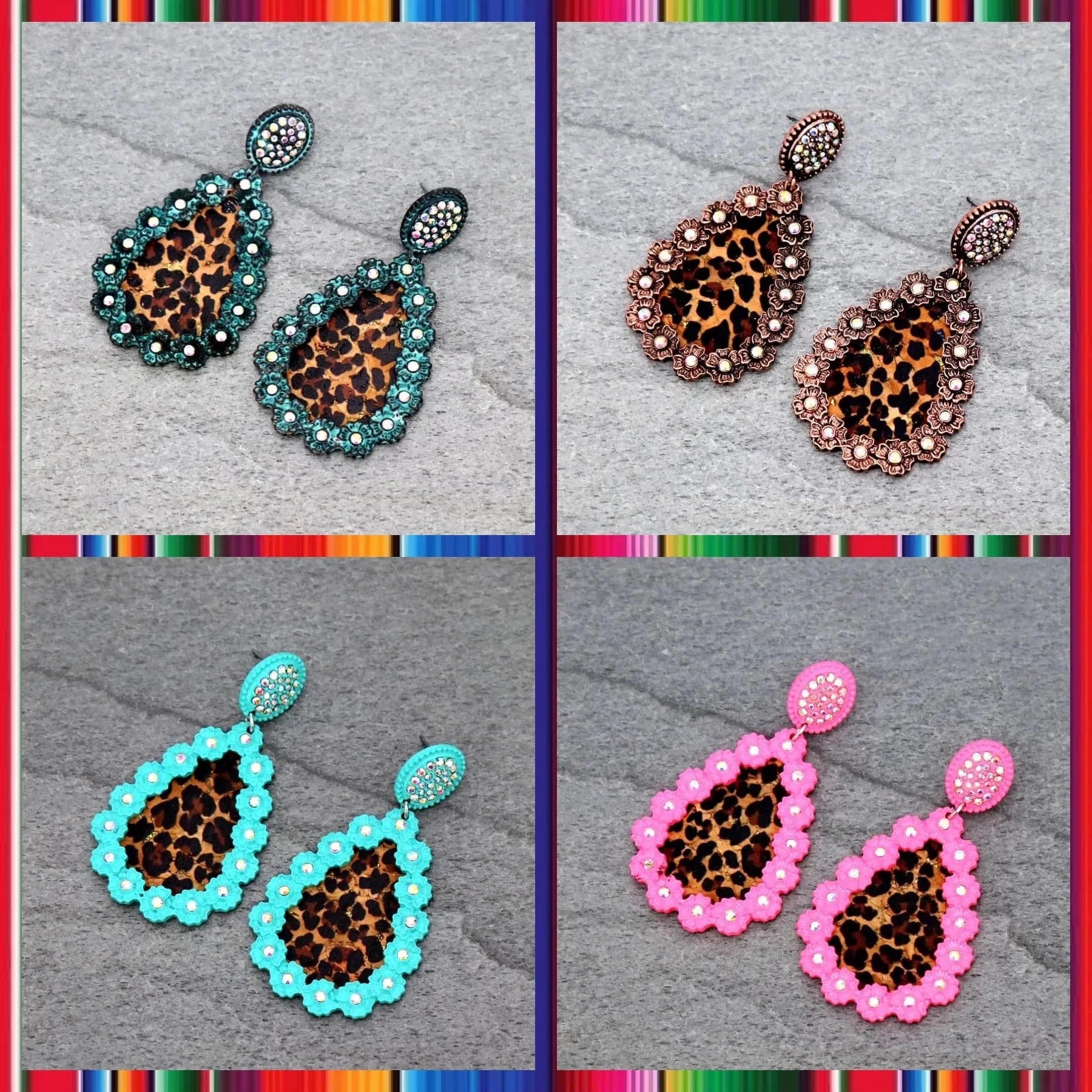 Rhinestone leopard earrings