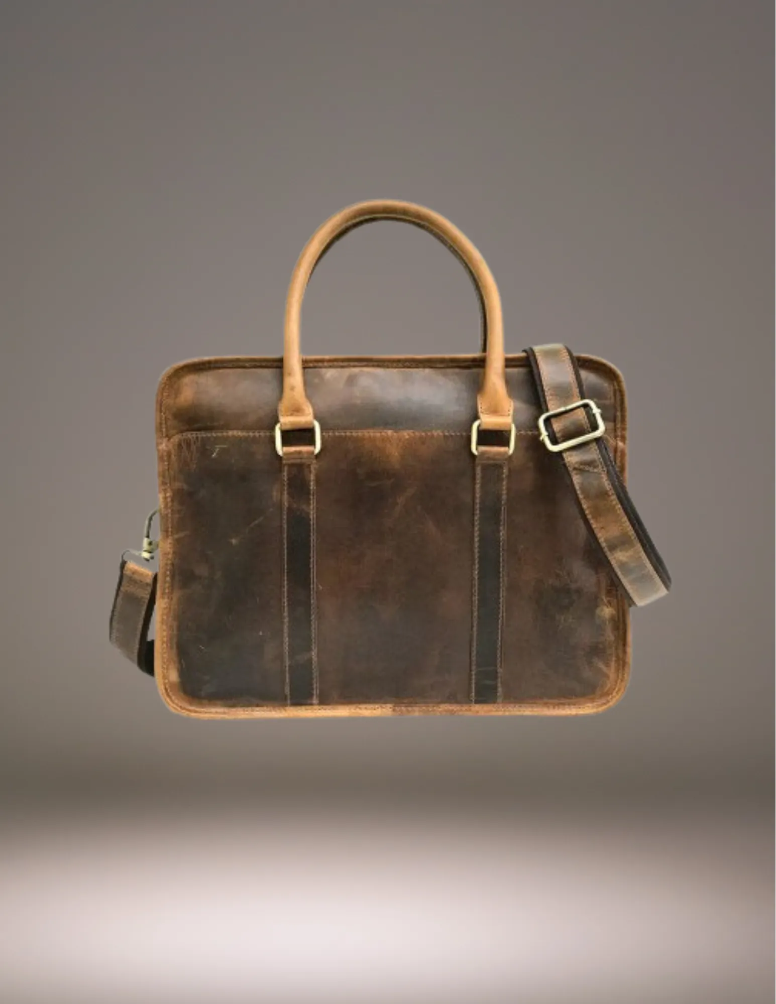 Rustic Multi-Toned Leather Messenger Bag