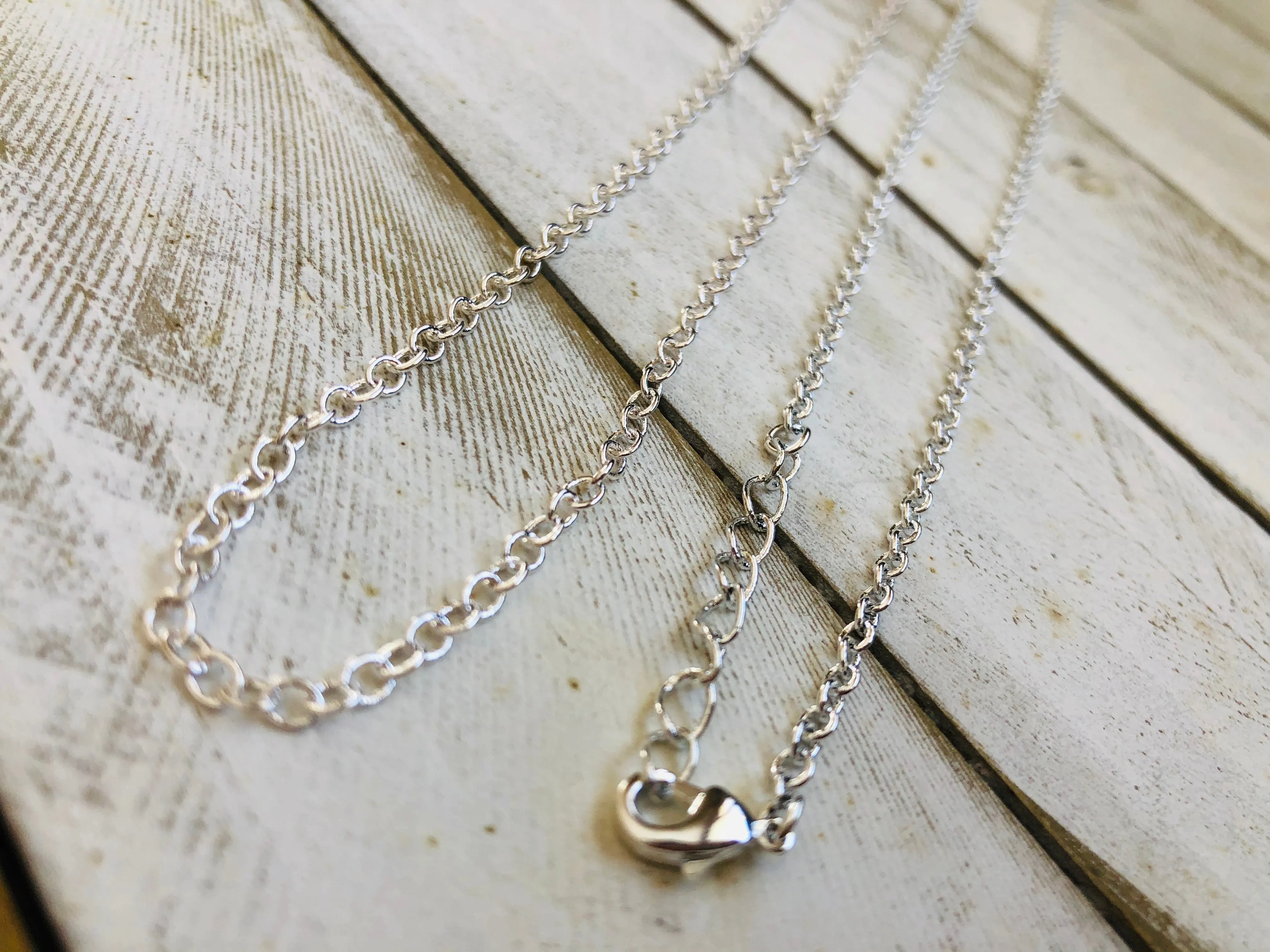 Silver plated thin chain, 16, 18, 24, 36