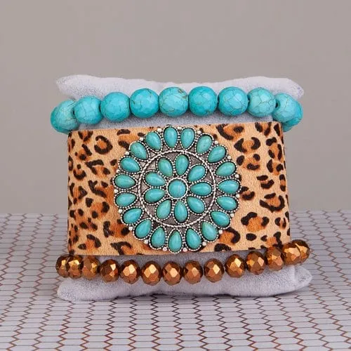 Southwest leopard BRACELET STACK