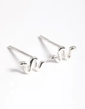 Sterling Silver Snake Stud Earrings