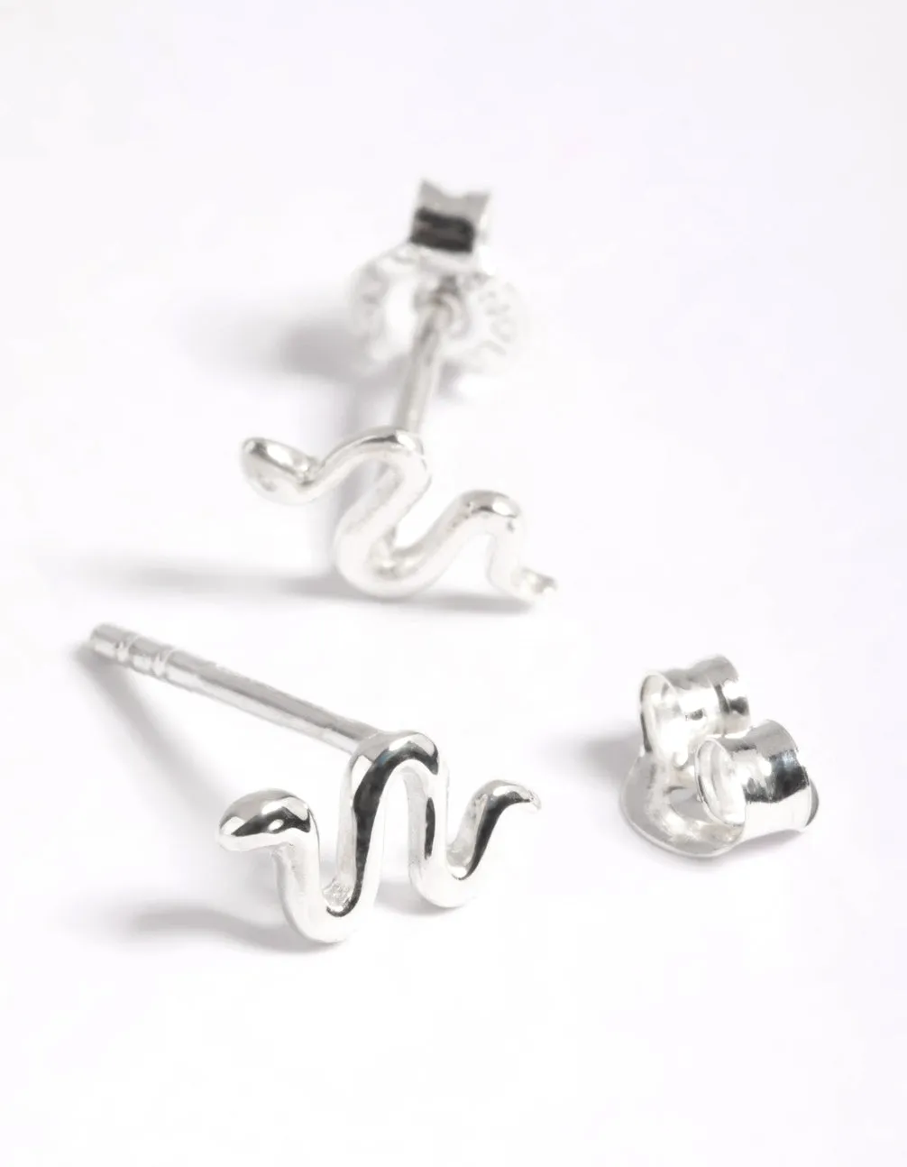 Sterling Silver Snake Stud Earrings