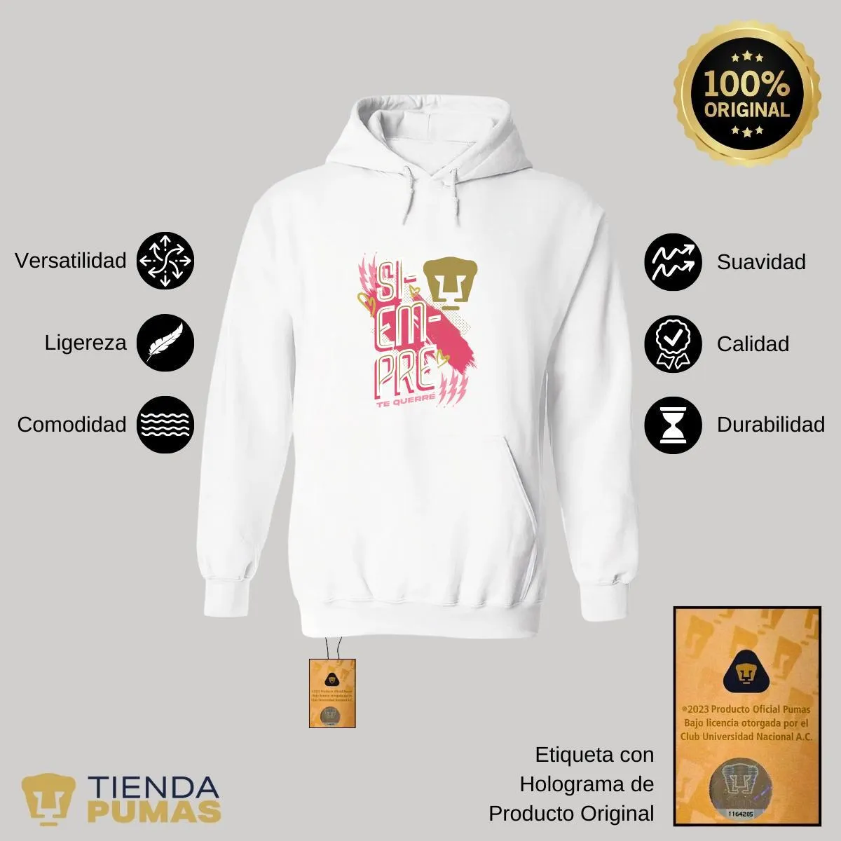 Sudadera para Hombre Hoodie Pumas UNAM Siempre te querré