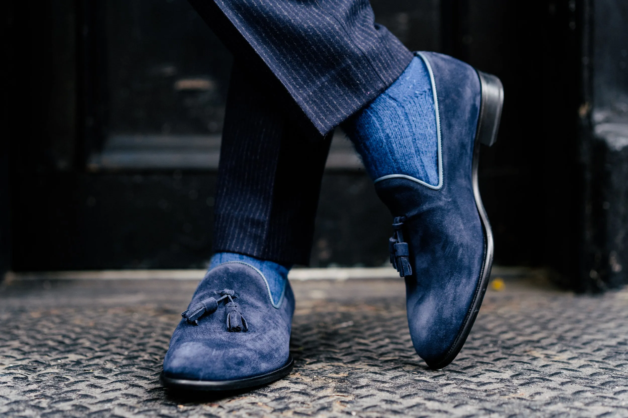 The Chaplin Tassel Loafer - Midnight Blue Suede