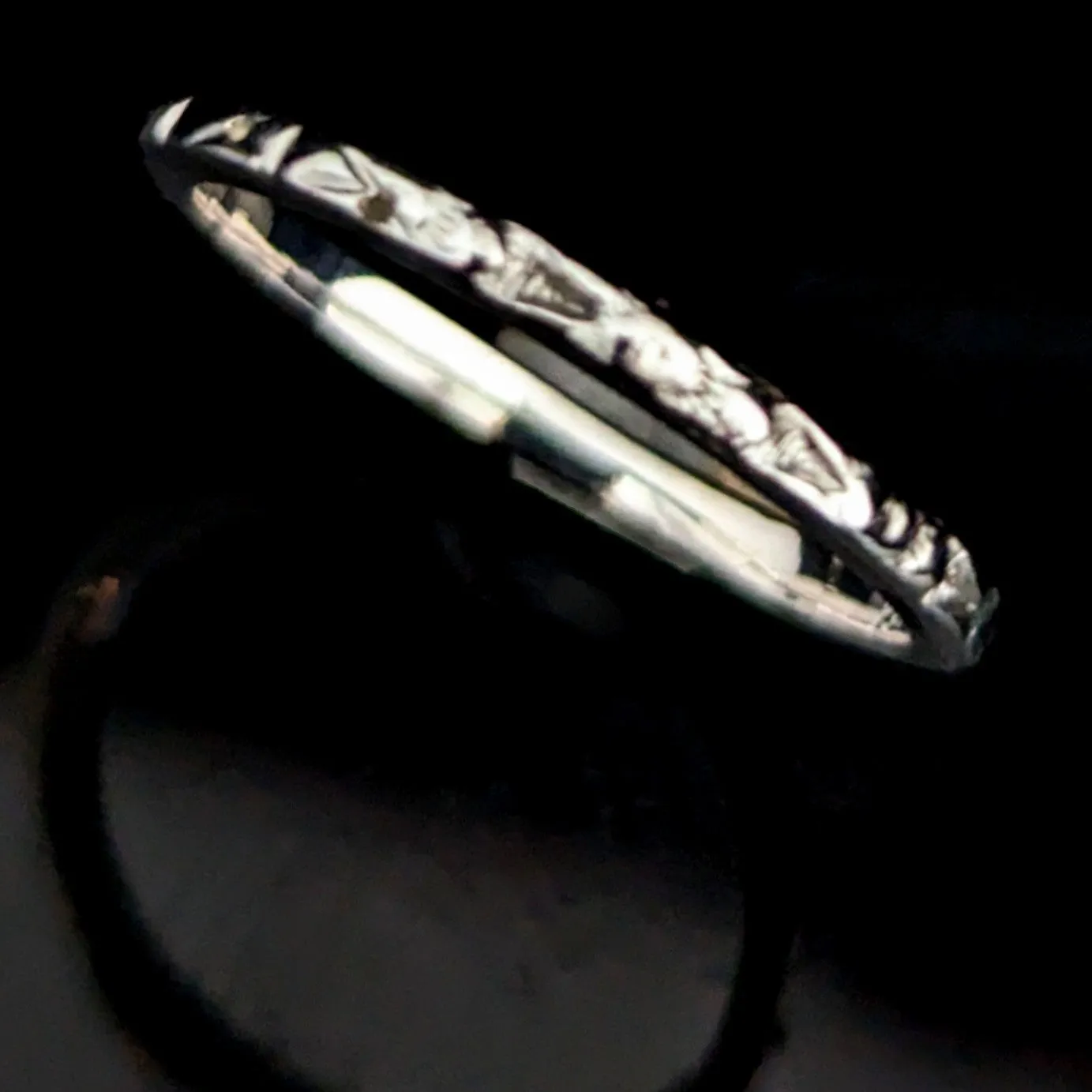 The Girona - Art Deco 18k White Gold Platinum Top Wedding Ring c.1920s