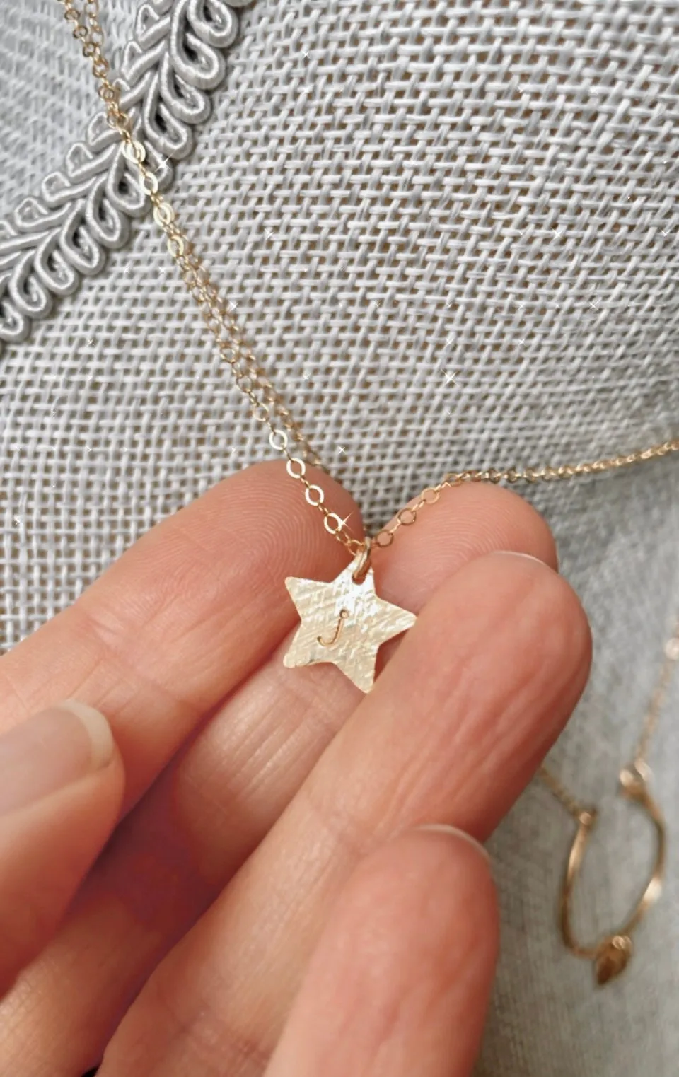 Tiny Initial Star, Necklace Gold