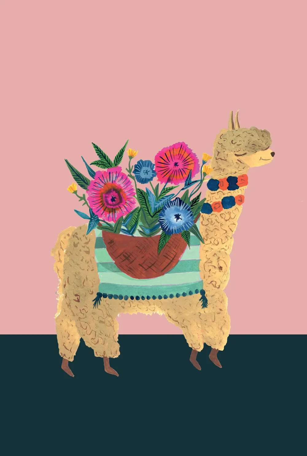 Tropical Parade Alpaca with Plant Art Print