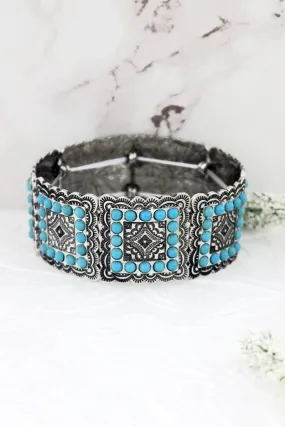 Turquoise Lucinda square concho bracelet