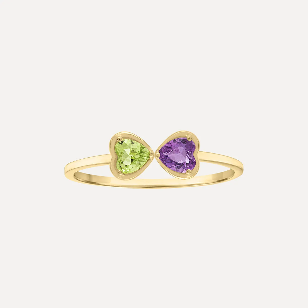 Two Birthstone Hearts Ring