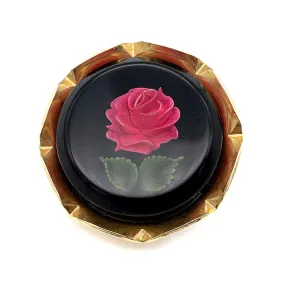 【USA輸入】 ヴィンテージ インタリオ ルーサイト ローズ ブローチ/Vintage Lucite Reverse Carved Rose Brooch