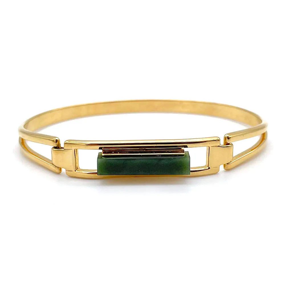 【USA輸入】ヴィンテージ AVON ジェイドグリーン ストーン バングル/Vintage AVON Jade Green Stone Bangle