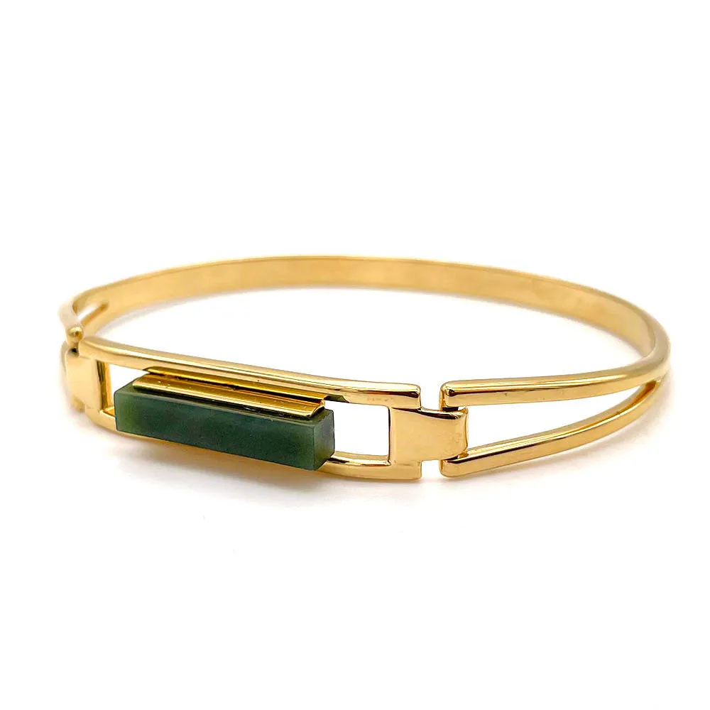 【USA輸入】ヴィンテージ AVON ジェイドグリーン ストーン バングル/Vintage AVON Jade Green Stone Bangle