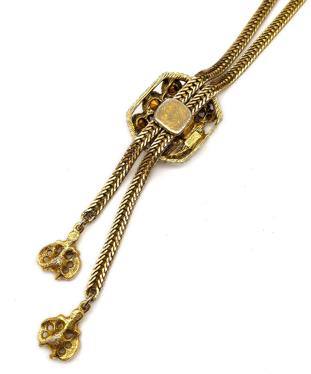 【USA輸入】ヴィンテージ SELRO ブロンズ トパーズ ビジュー ネックレス/Vintage SELRO Bronze Topaz Bijou Necklace