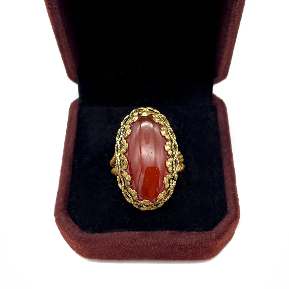 【USA輸入】ヴィンテージ WEST GERMANY カーネリアンレッド リング/Vintage WEST GERMANY Carnelian Red Ring