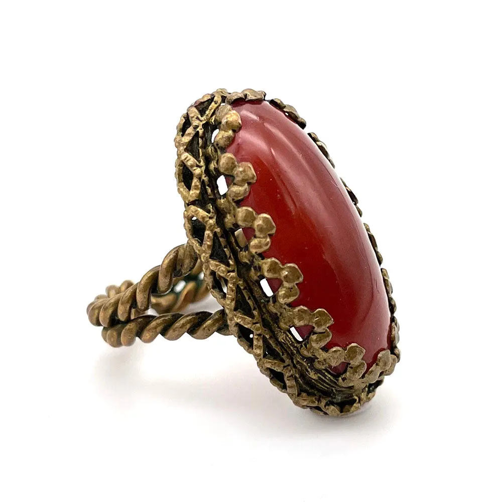 【USA輸入】ヴィンテージ WEST GERMANY カーネリアンレッド リング/Vintage WEST GERMANY Carnelian Red Ring