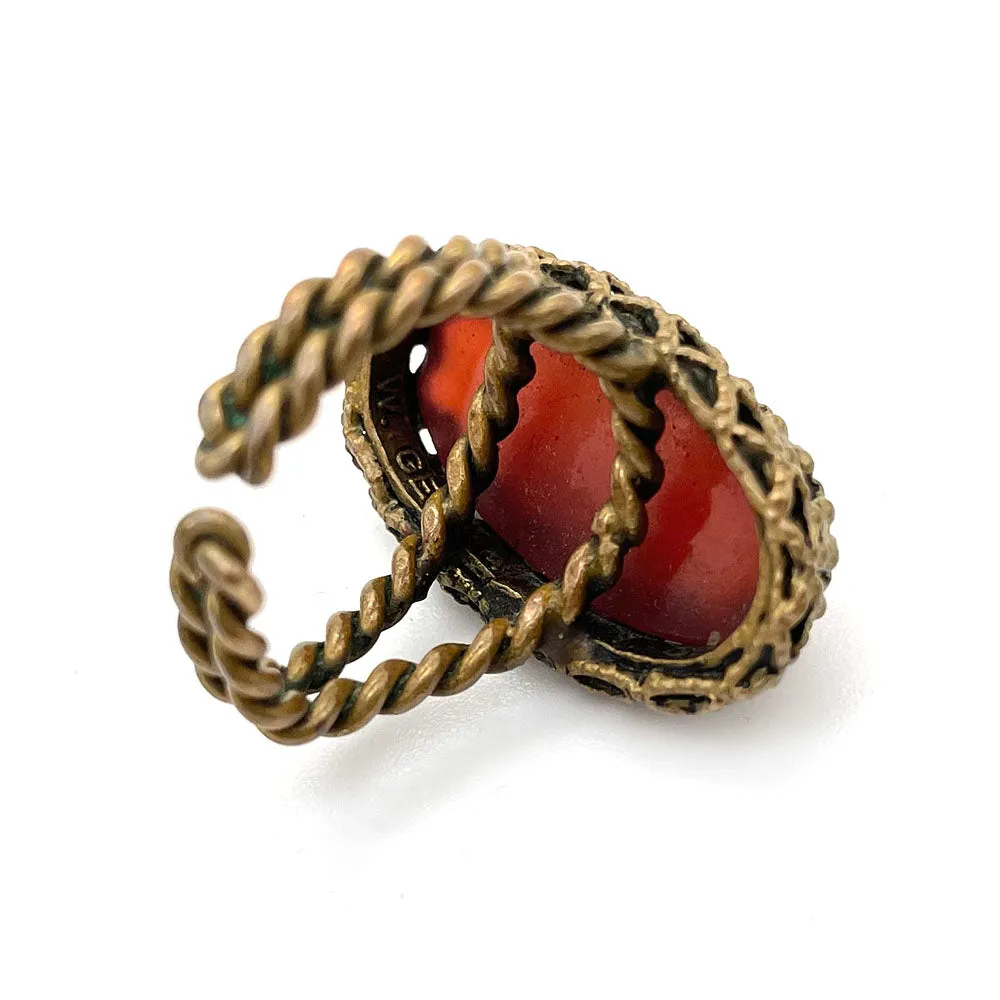 【USA輸入】ヴィンテージ WEST GERMANY カーネリアンレッド リング/Vintage WEST GERMANY Carnelian Red Ring