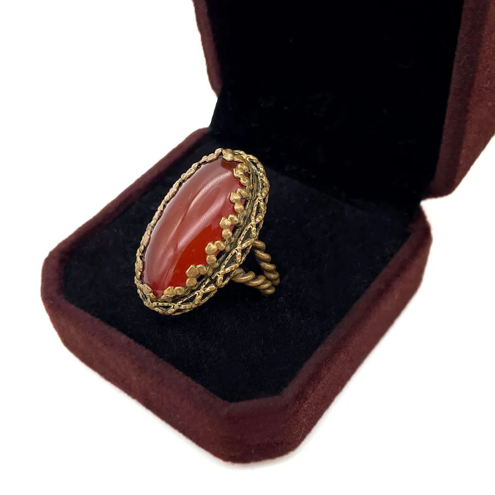 【USA輸入】ヴィンテージ WEST GERMANY カーネリアンレッド リング/Vintage WEST GERMANY Carnelian Red Ring