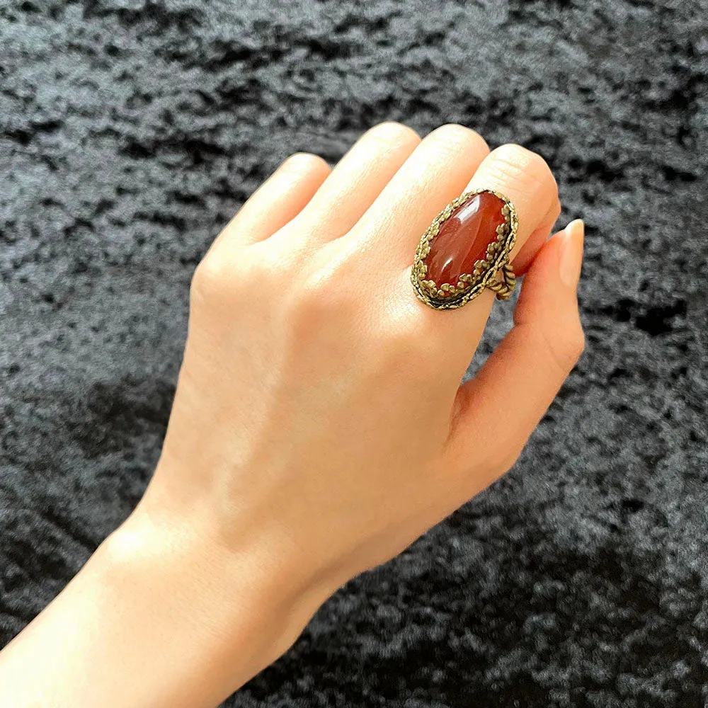 【USA輸入】ヴィンテージ WEST GERMANY カーネリアンレッド リング/Vintage WEST GERMANY Carnelian Red Ring