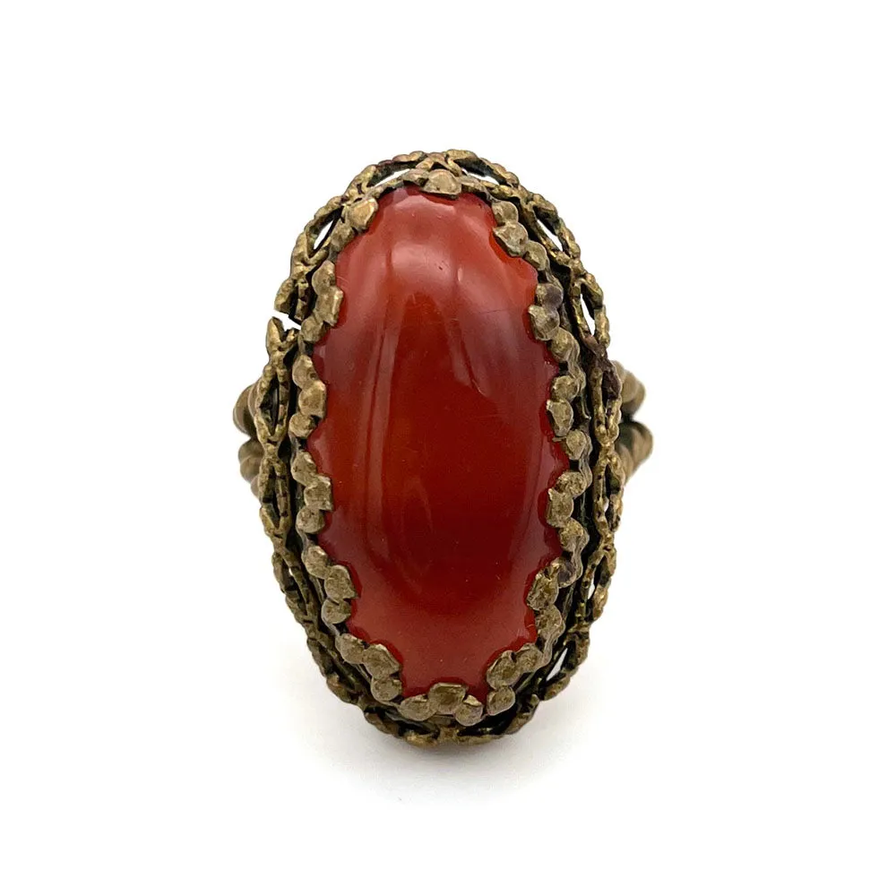 【USA輸入】ヴィンテージ WEST GERMANY カーネリアンレッド リング/Vintage WEST GERMANY Carnelian Red Ring