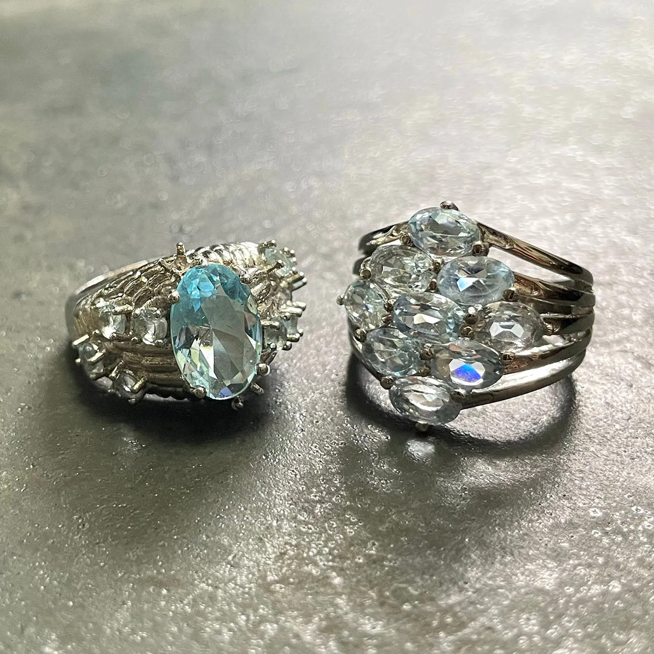 【USA輸入】ヴィンテージ アクアブルー ビジュー リング/Vintage Aqua Blue Bijou Ring