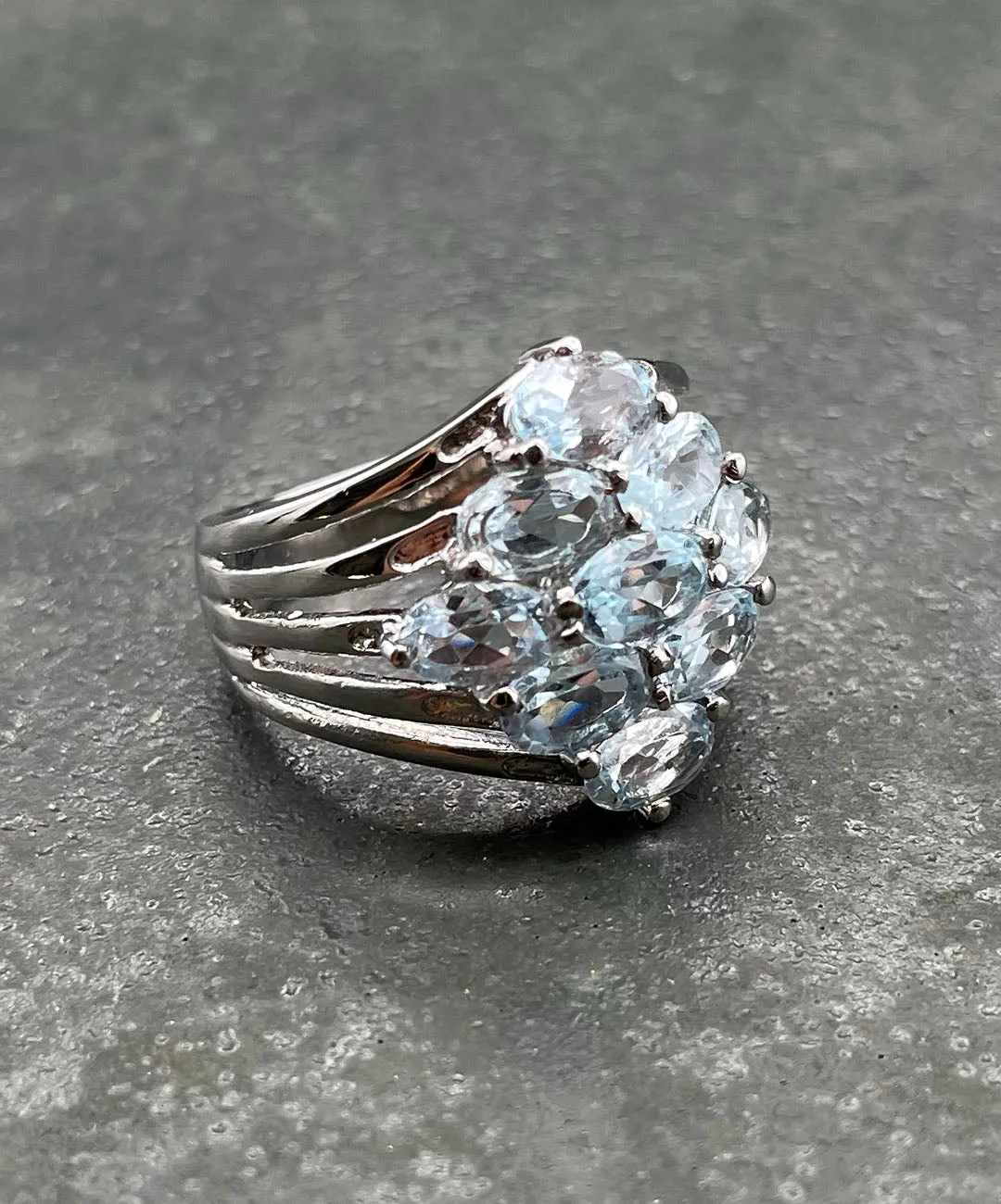 【USA輸入】ヴィンテージ アクアブルー ビジュー リング/Vintage Aqua Blue Bijou Ring