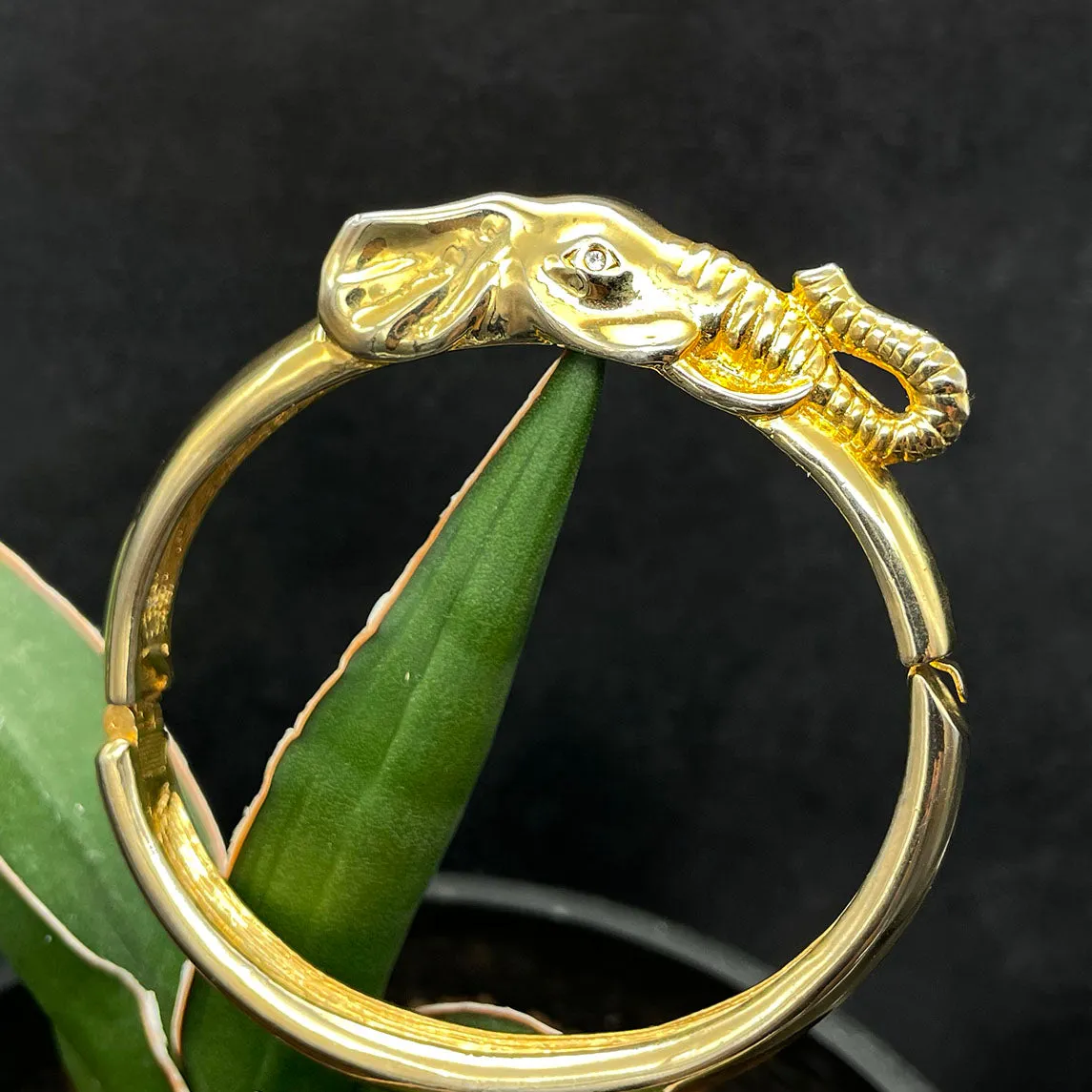 【USA輸入】ヴィンテージ エレファント クリア ビジュー バングル/Vintage Elephant Clear Bijou Bangle