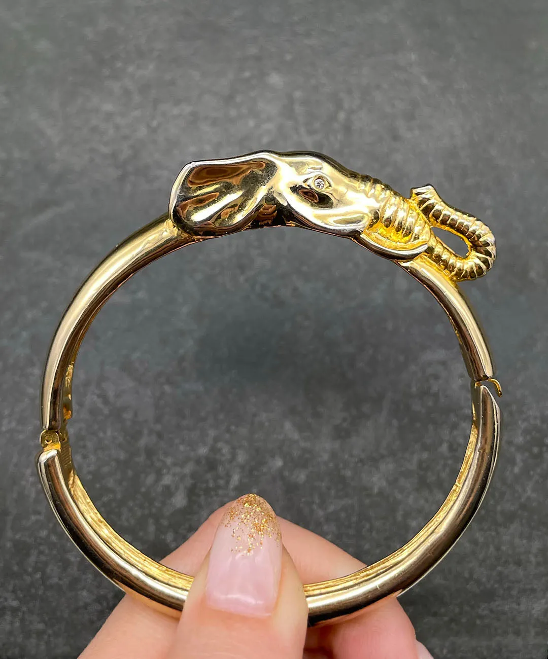 【USA輸入】ヴィンテージ エレファント クリア ビジュー バングル/Vintage Elephant Clear Bijou Bangle