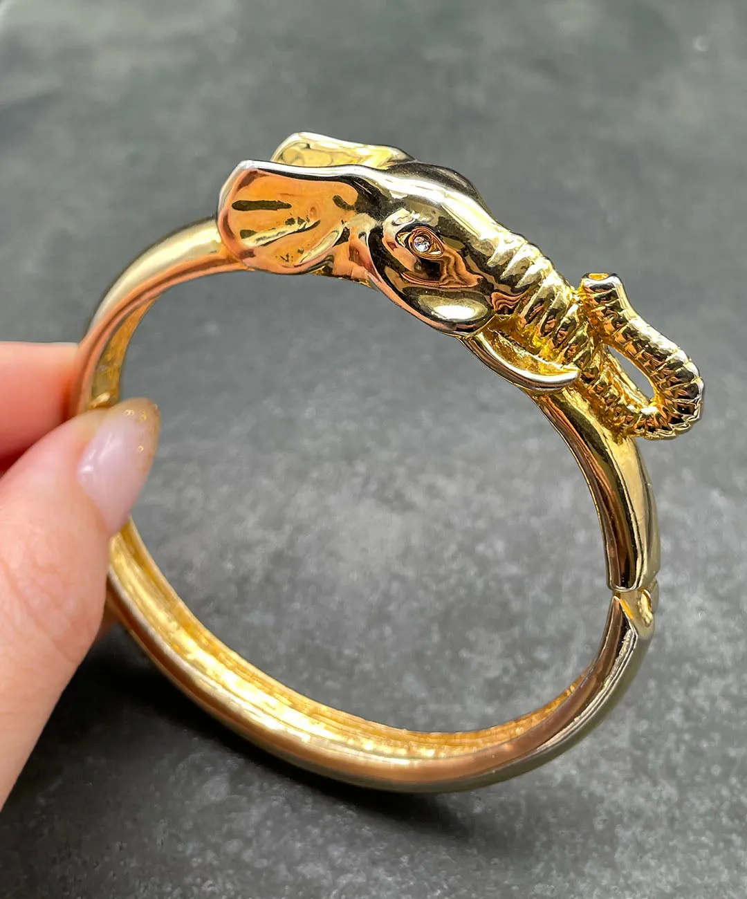 【USA輸入】ヴィンテージ エレファント クリア ビジュー バングル/Vintage Elephant Clear Bijou Bangle