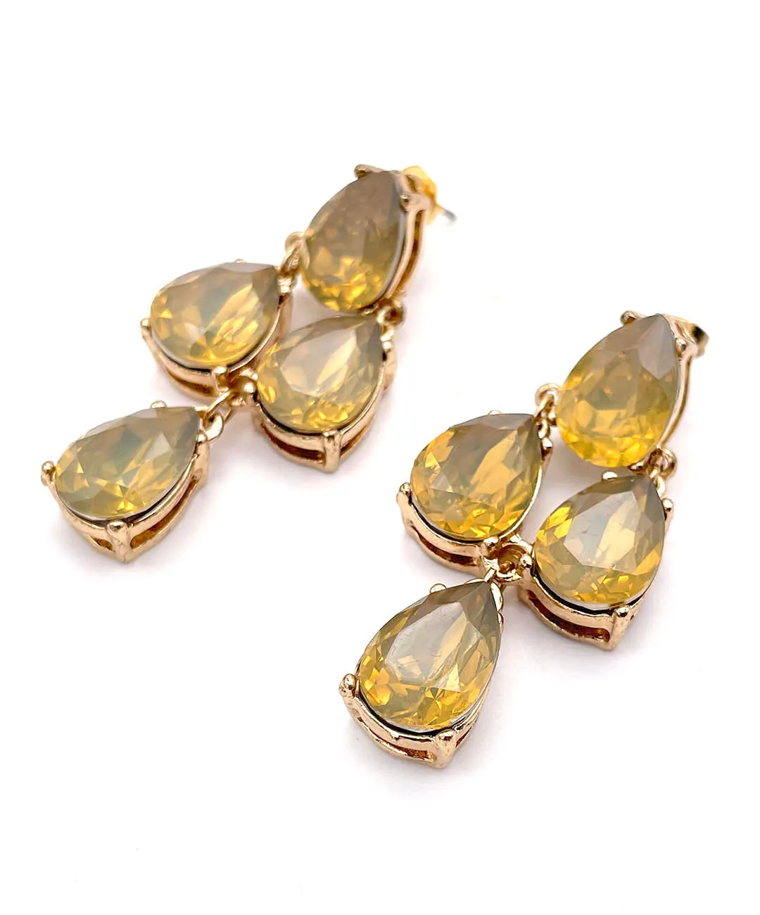 【USA輸入】ヴィンテージ オパールカラー ティアドロップ ビジュー ピアス/Vintage Opal Tear Drop Bijou Post Earrings