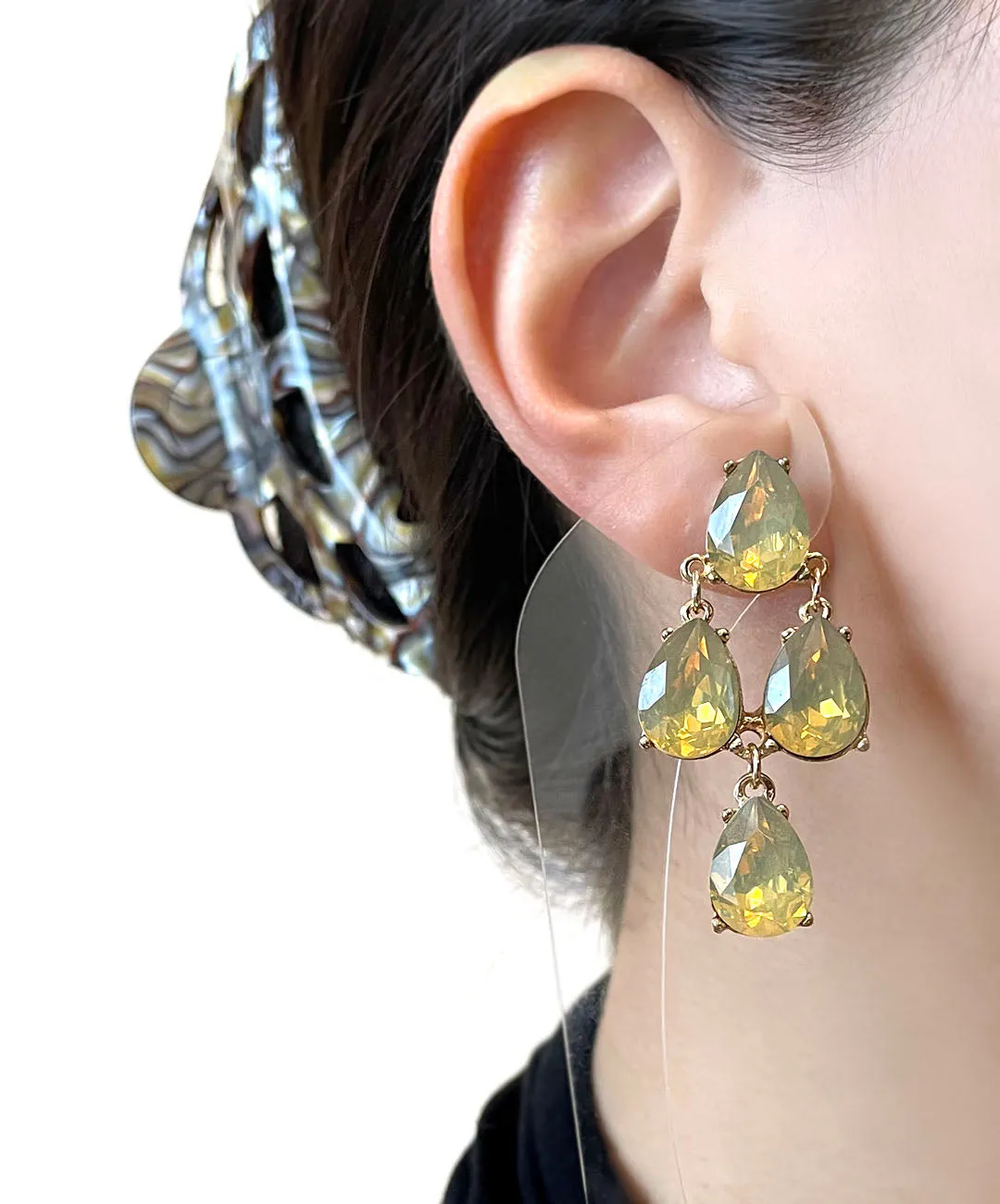 【USA輸入】ヴィンテージ オパールカラー ティアドロップ ビジュー ピアス/Vintage Opal Tear Drop Bijou Post Earrings