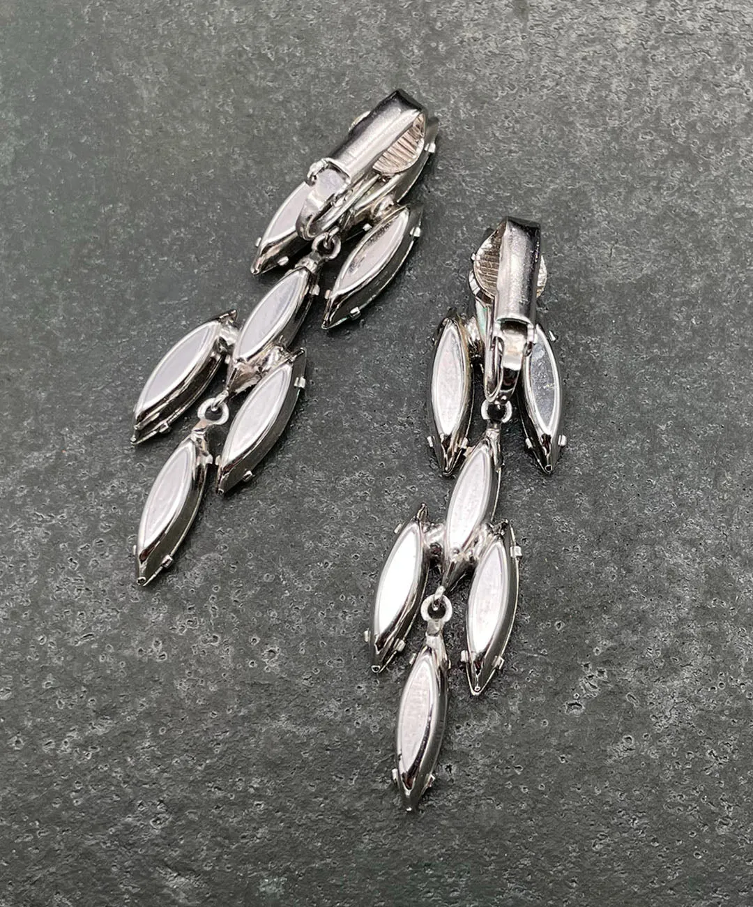 【USA輸入】ヴィンテージ クリア マーキス ビジュー イヤリング/Vintage Clear Marquise Bijou Clip On Earrings