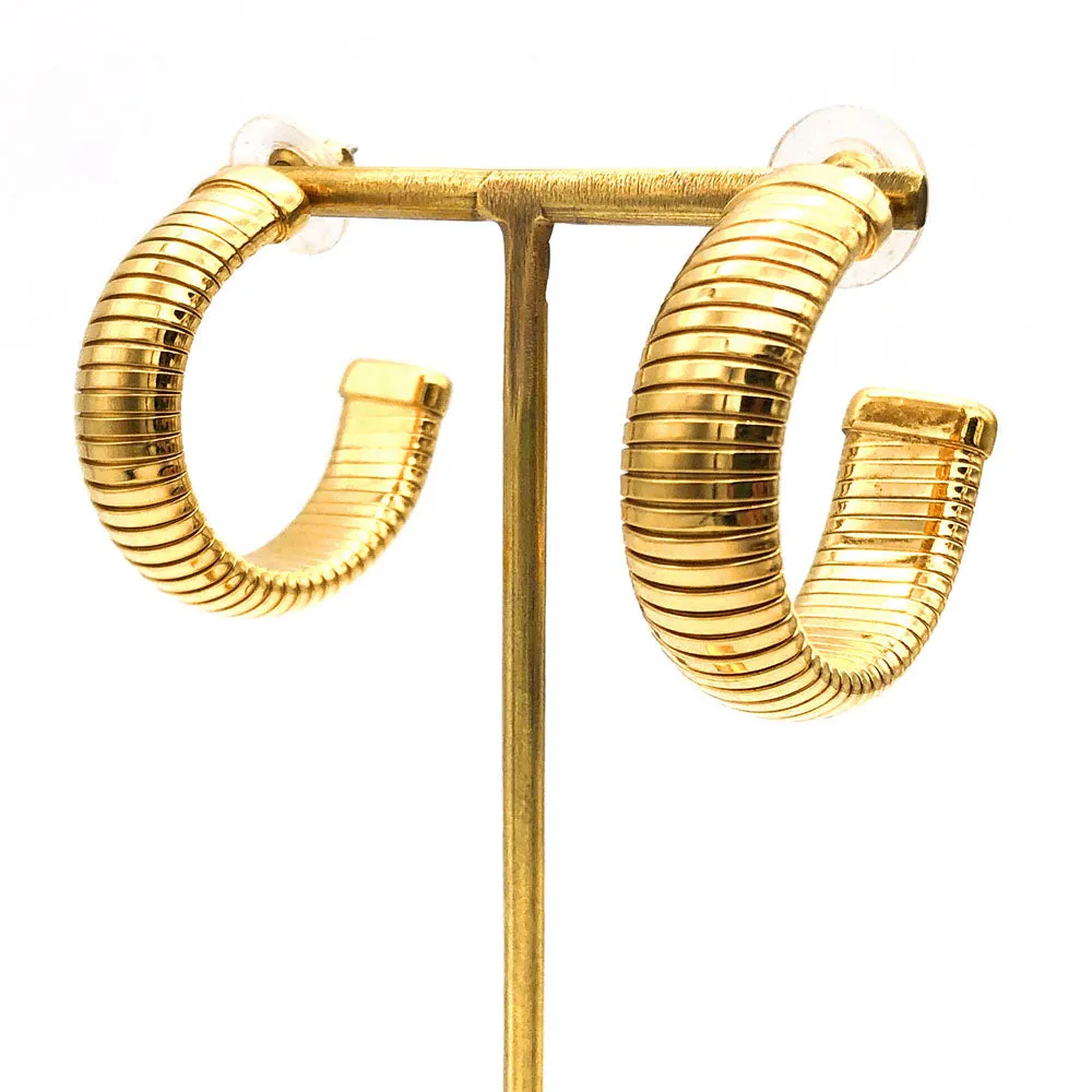 【USA輸入】ヴィンテージ ゴールド フープ ピアス/Vintage Gold Hoop Post Earrings