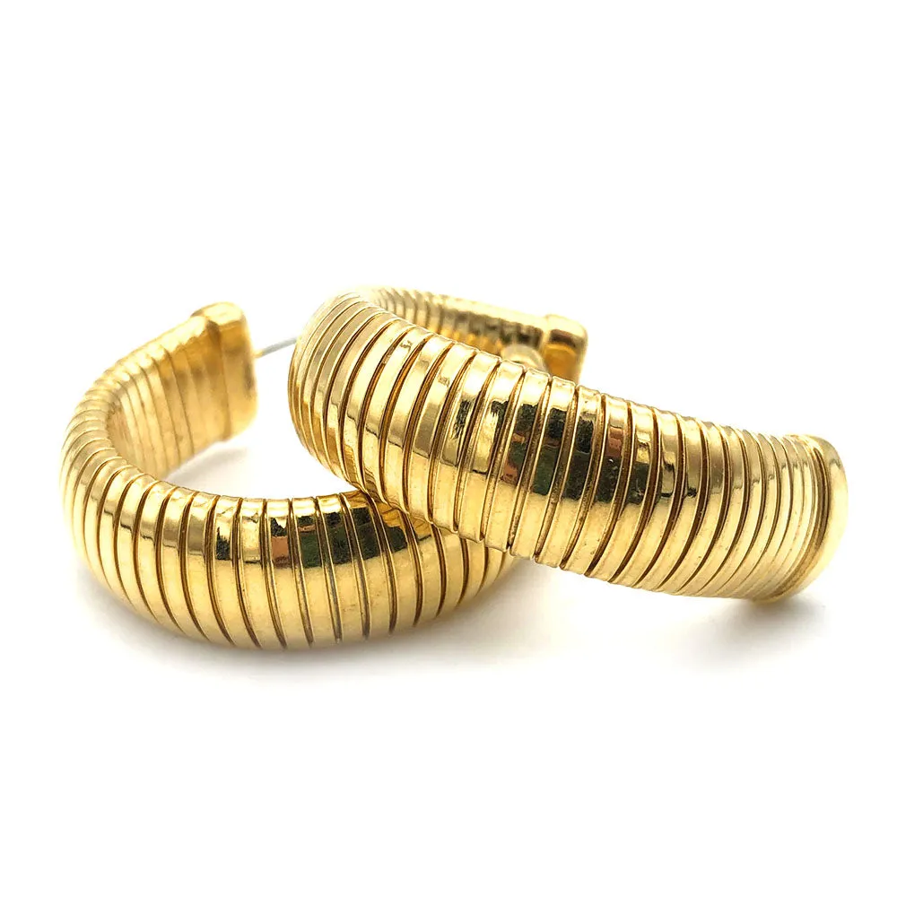 【USA輸入】ヴィンテージ ゴールド フープ ピアス/Vintage Gold Hoop Post Earrings