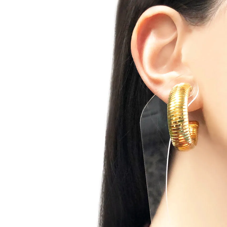 【USA輸入】ヴィンテージ ゴールド フープ ピアス/Vintage Gold Hoop Post Earrings