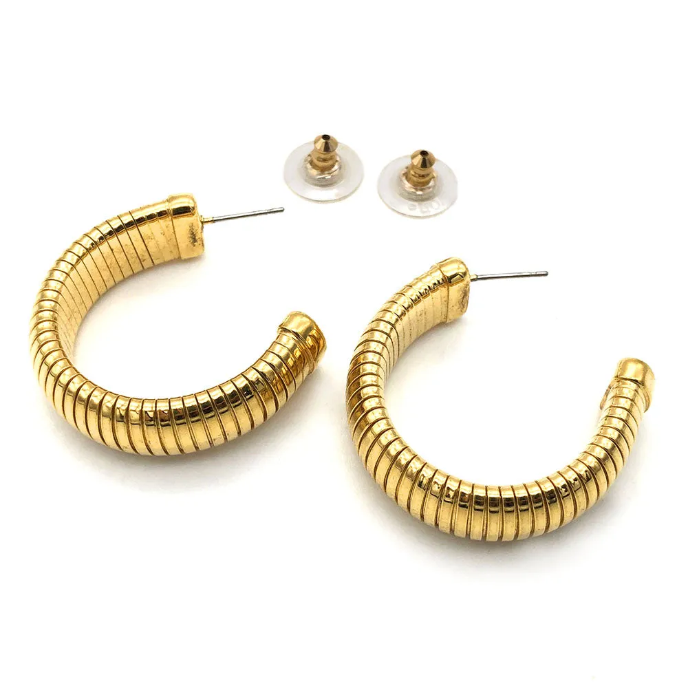 【USA輸入】ヴィンテージ ゴールド フープ ピアス/Vintage Gold Hoop Post Earrings